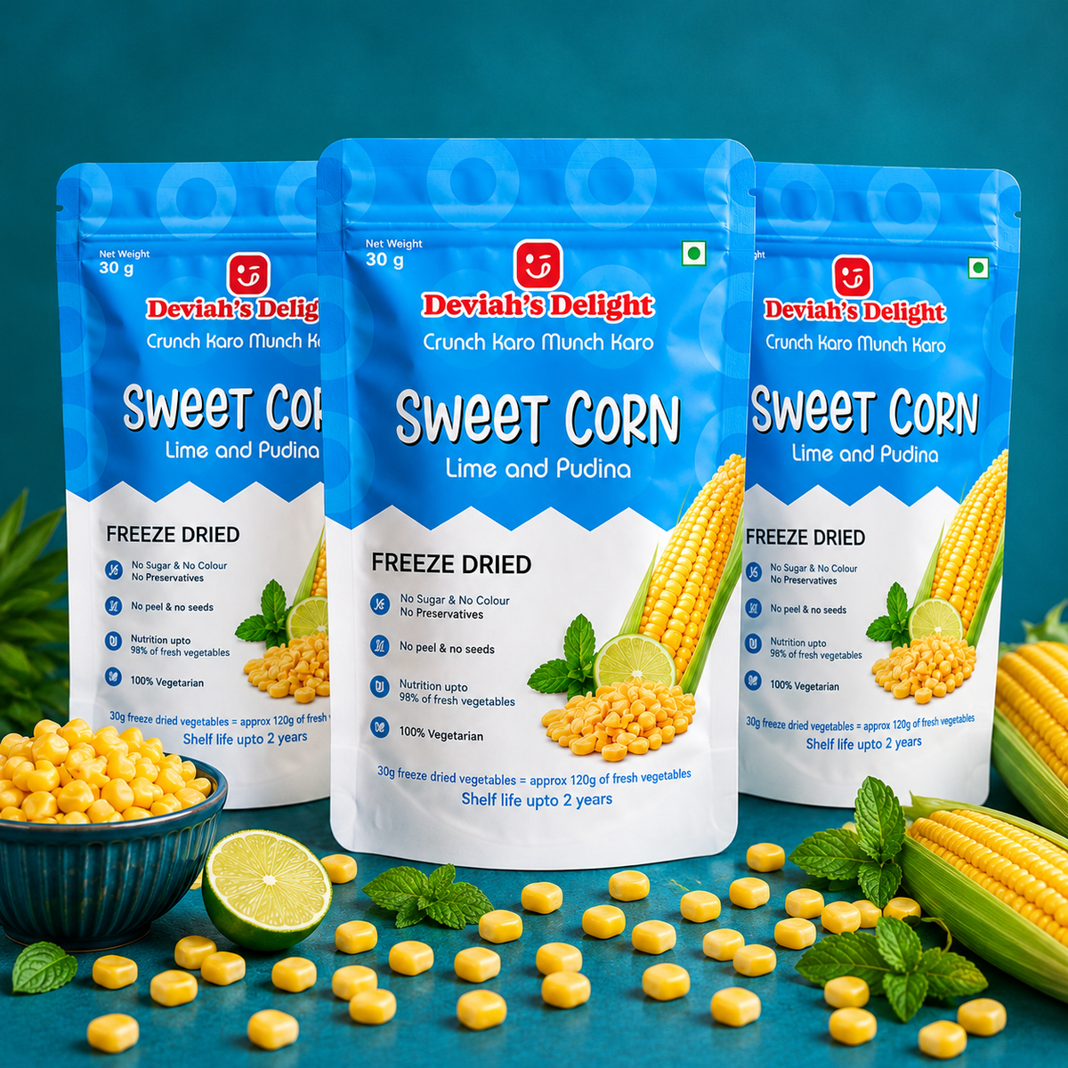 Deviah’s Delight Corn Freeze-Dried Combo – 30g per pack (Set of 3)