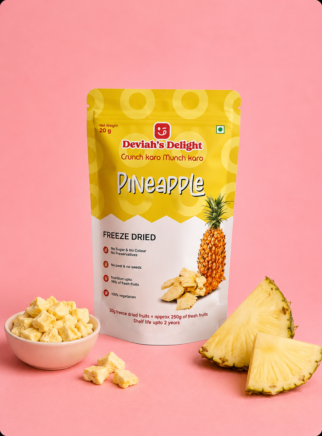 Deviah's Delight Pineapple Freeze-Dried - 20g per pack (Pack of 1)