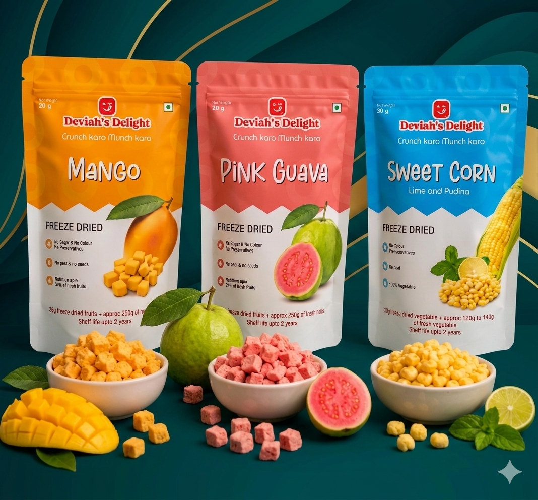 Deviah's Delight Mango, guava & Corn Freeze combo - 70g per pack (Set of 3)