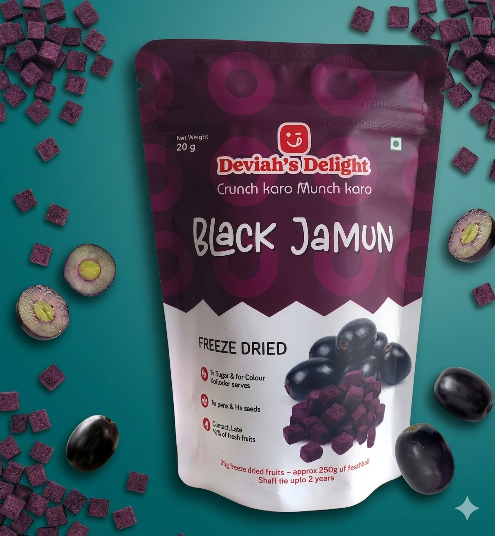 Deviah's Delight Black Jamun Freeze-Dried - 20g per pack (Pack of 1)