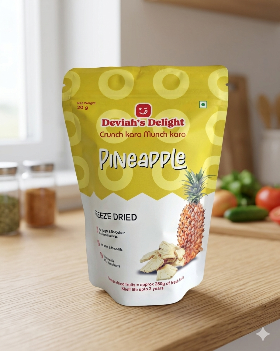 Deviah's Delight Pineapple Freeze-Dried - 20g per pack (Pack of 1)