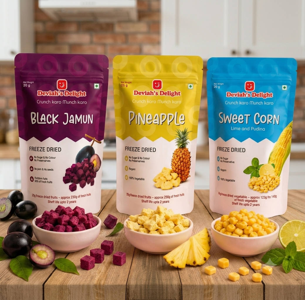Deviah's Delight Jamun, pineapple  & Corn Freeze combo - 70g per pack (Set of 3)