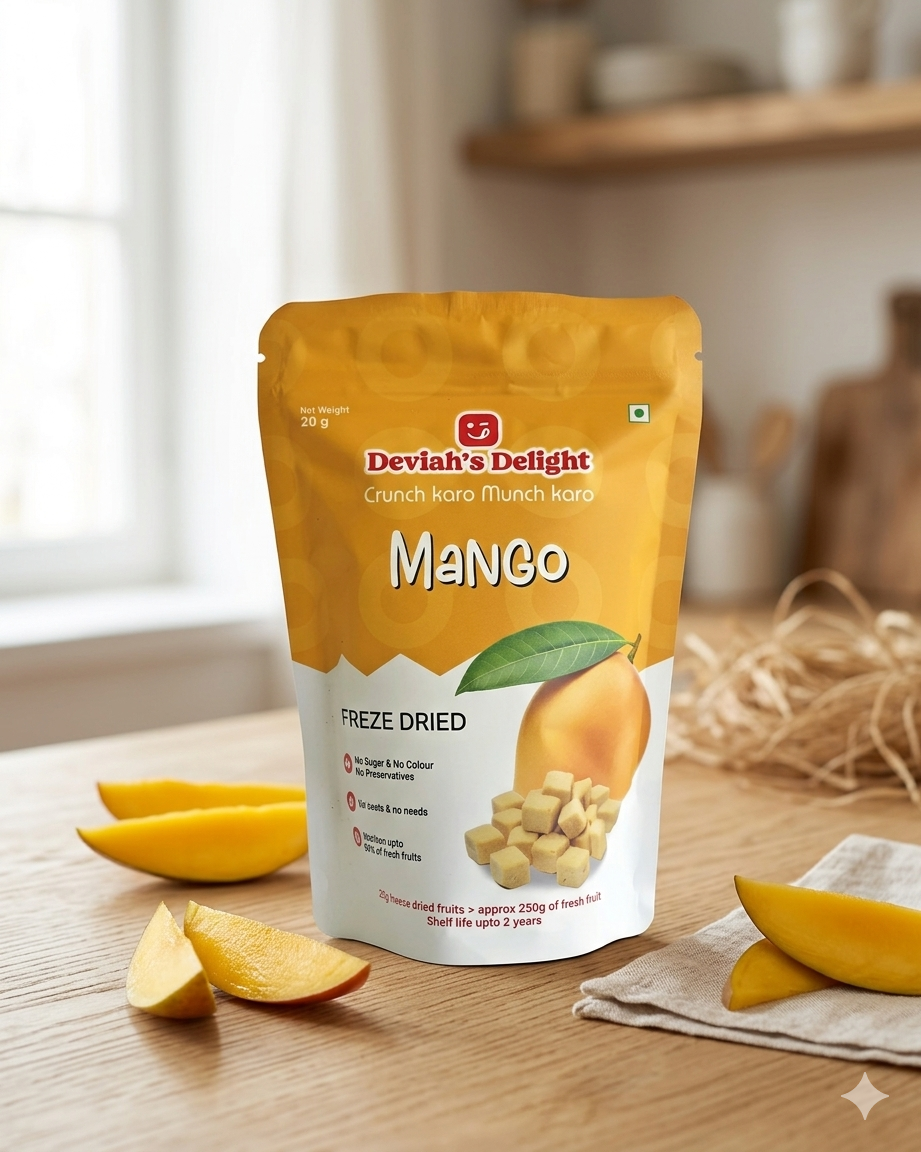 Deviah's Delight Mango Freeze-Dried Cubes - 20g per pack (Pack of 1)